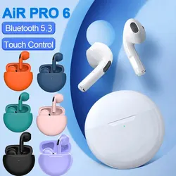 Air pro 6 tws bluetoothヘッドセット,マイク付きミニイヤホン,充電ボックス,ヘッドセット,Xiaomi, iPhone,オリジナル,5.3