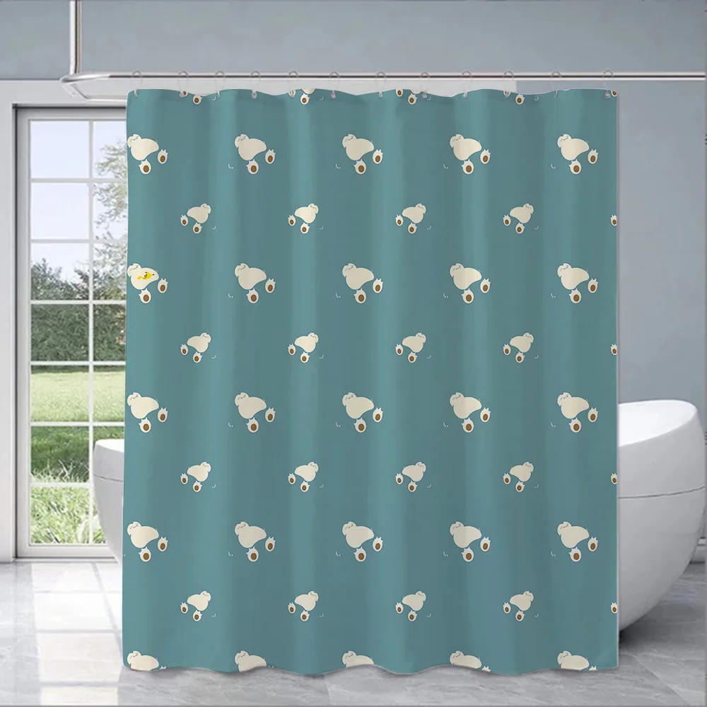 MINISO Pokémon Snorlax Shower Curtain Waterproof Polyester Fabric Paint Bath Curtains Home Bathroom Decor Curtain With Hook