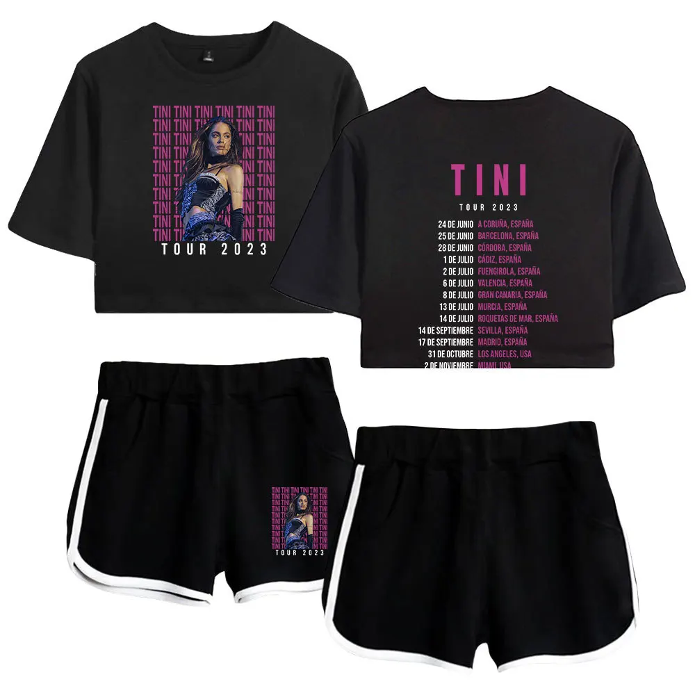 Tini Tour 2023 Tini Stoessel Merch Summer Women's Sets Crop Top Shorts Two Piece Outfits Casual Ladies Tracksuit Sportwear Suit image 2