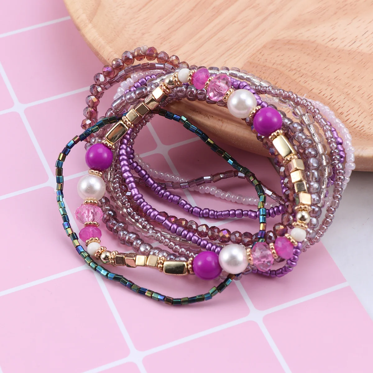 

Purple Multi-Layer Bohemia Fashion Bracelet Comfortable Lightweight Jewelry Stylish Gift for Women Bracelet Bohemia Jewelry