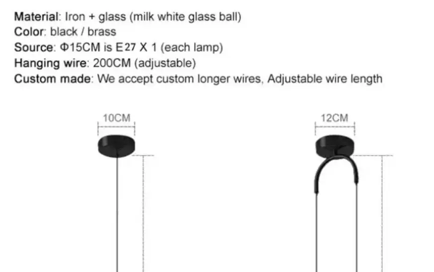 

Simple Nordic Glass Ball LED For Dining Room Bedroom Bedside Gold Fixtures Indoor Restaurant Bar Cafe Decor Hanging Lamp