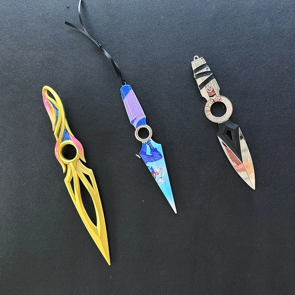 22cm Valorant Melee Weapon Mystbloom Kunai with Holster Metal Model Replica Game 1 Real Katana Safety Training Knife Toy Boys