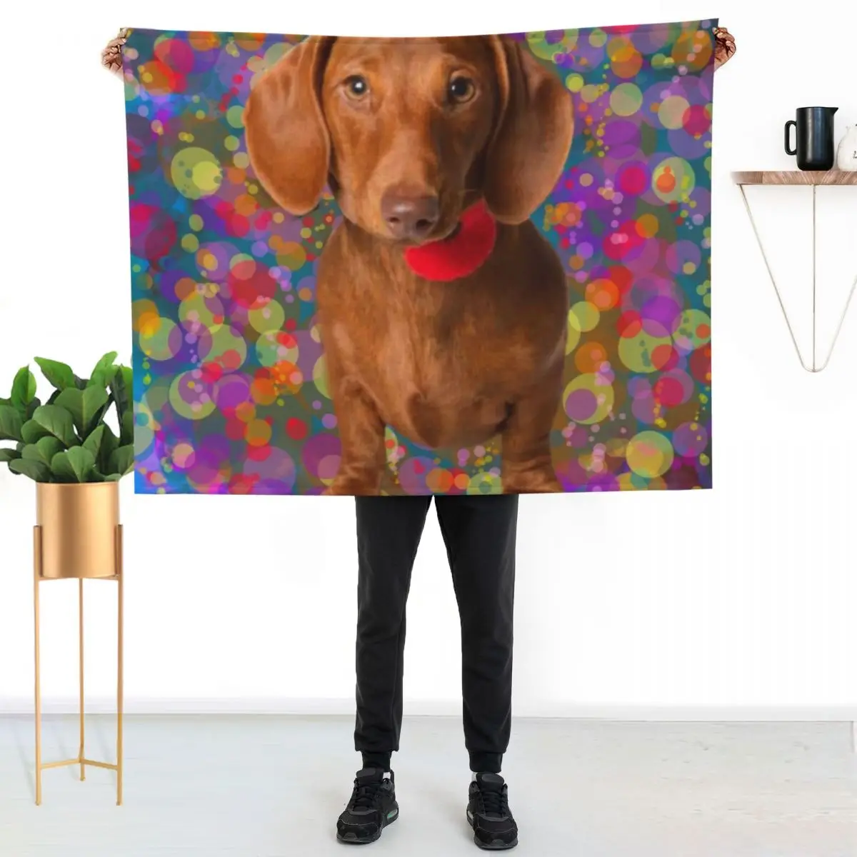 The Vibrant Dachshund Throw Blanket Personalized Gift valentine gift ideas Stuffeds Hairys Thins Bed Blankets