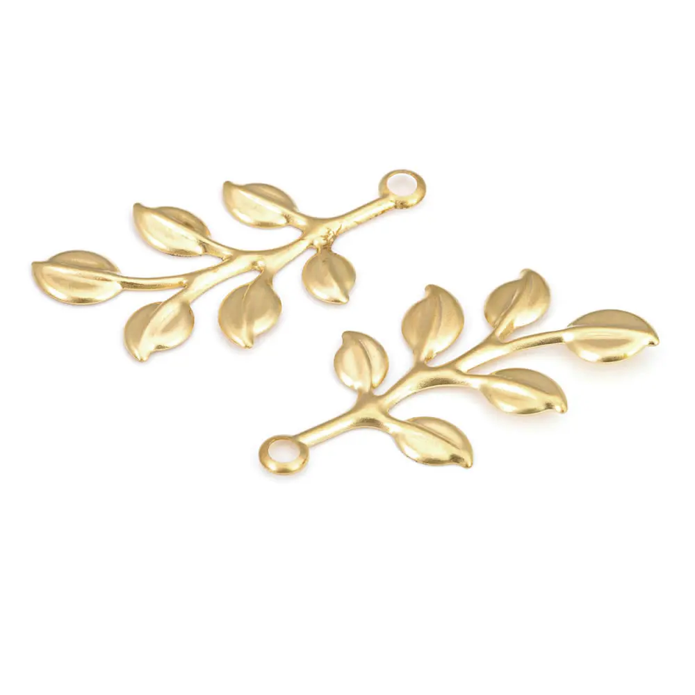 20PCS Not plated color Brass Tree Leaves Charms Pendants High Quality Diy Jewelry Making Supplies Earrings Accessories for Women