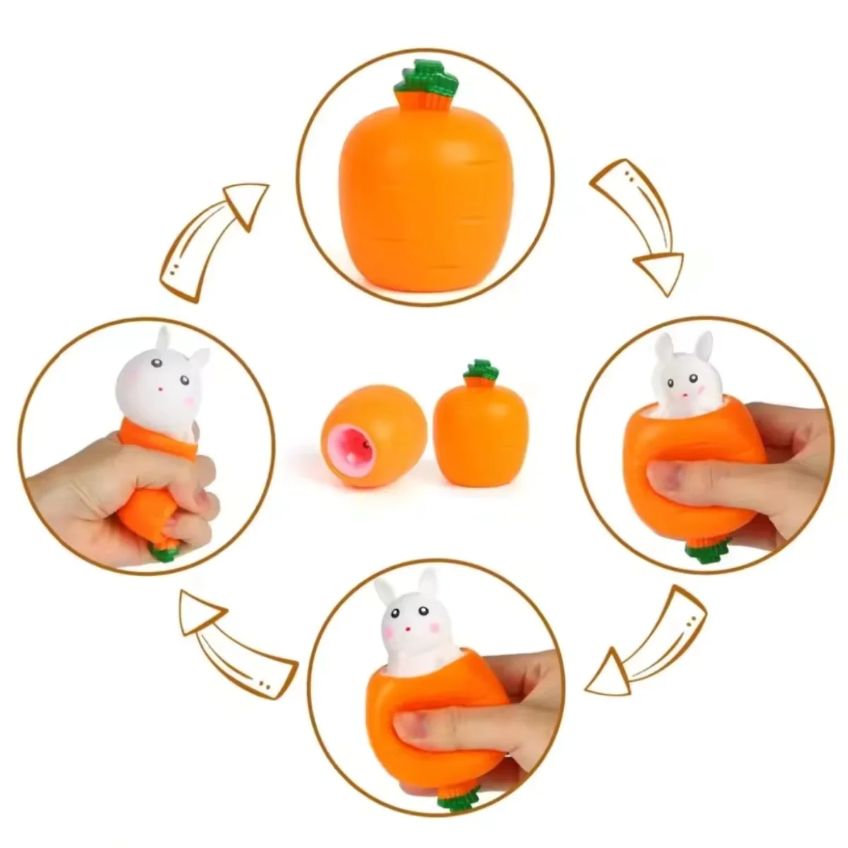 Cute Carrot Rabbit Squeeze Toy Unique Carrot Cup Stress Relief Fidget Toy Portable Sensory For Kids Adults Office Home Relax - view 3