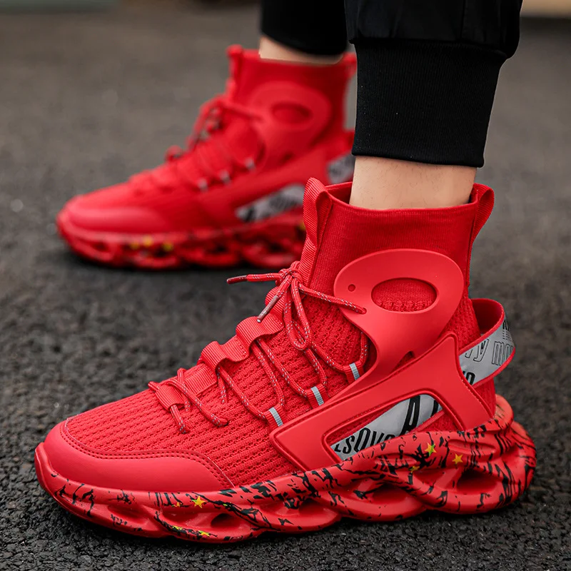 Street Red High Top Sneakers Man Fashion Platform Designer Running Shoes For Men Original Breathable Casual Men's Sports Shoes