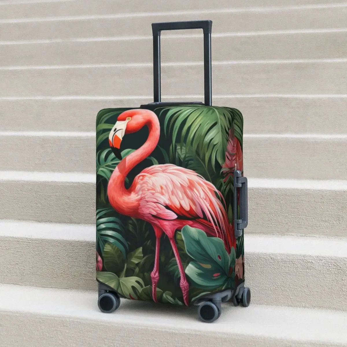 Tropical Flamingo Pattern Suitcase Cover Bird Green Leaf Animal Fun Business Protection Luggage Accesories Vacation