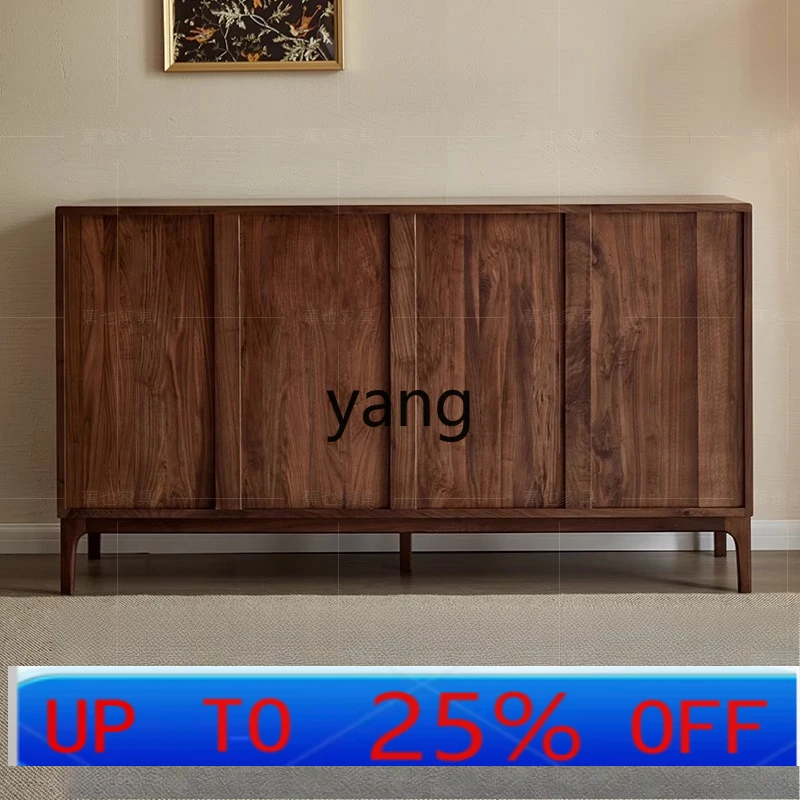 LH Black Walnut Wood Wall-Mounted Integrated Storage Cabinet Living Room Entryway Cabinet