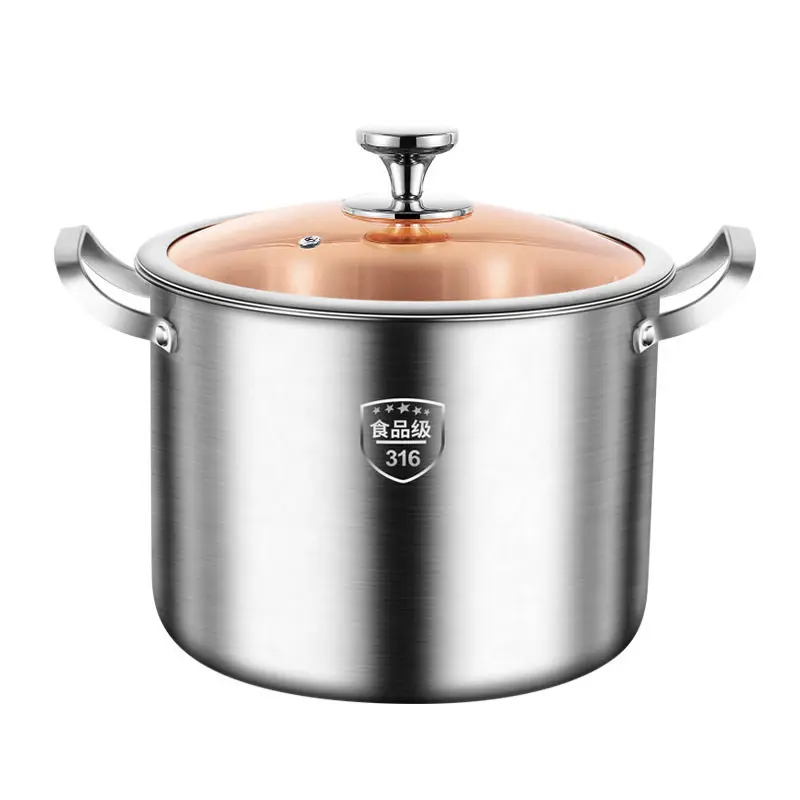 316 food grade stainless steel soup pot extra high and large capacity household integrated molding thickened deep soup pot