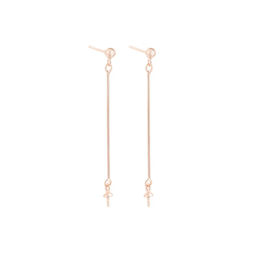 2 pairs Sterling Silver Earring Settings for 7-10mm Round Beads/Pearls Gold Plated 925 Silver Earring Components