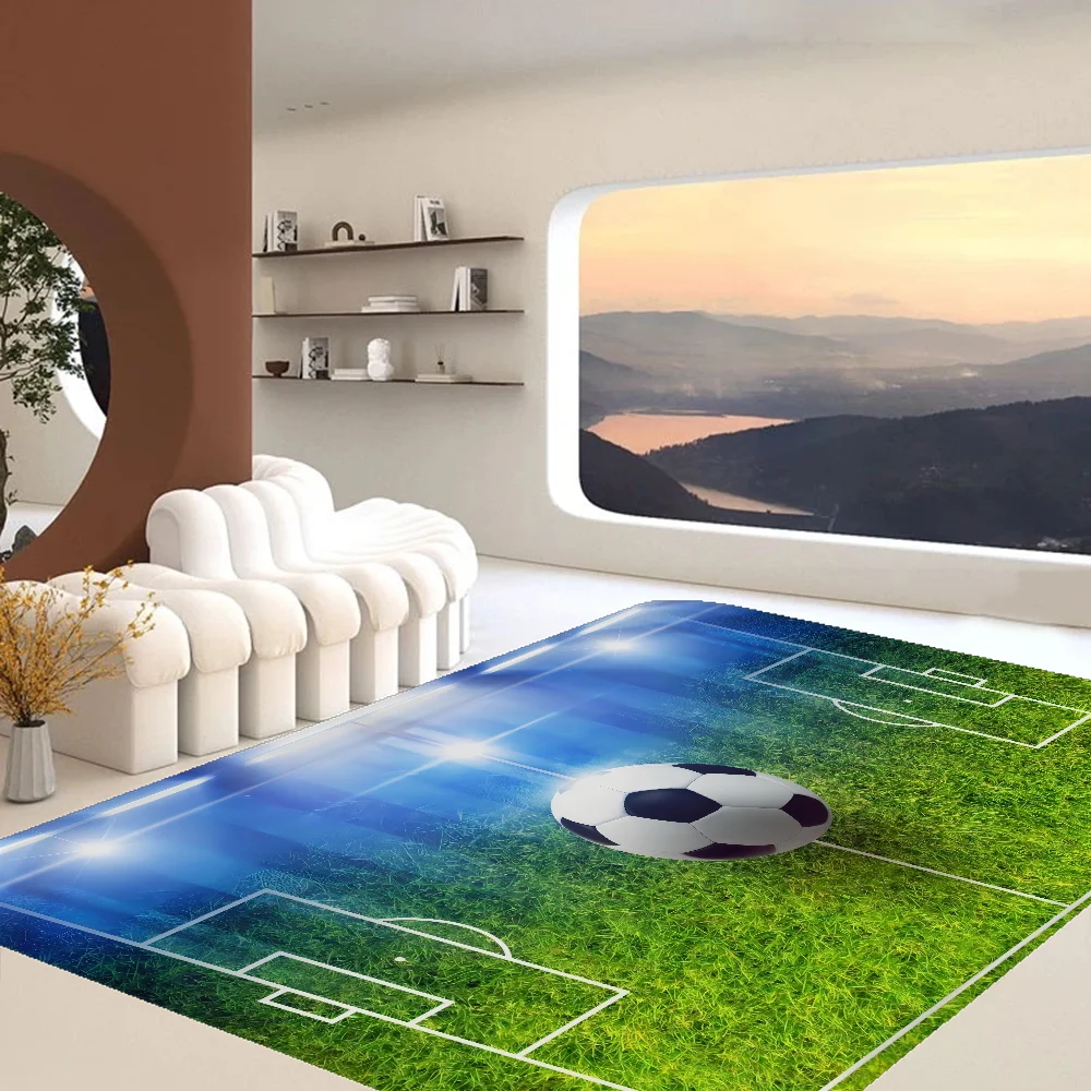 Green Turf Football Field Kitchen Mat Washable Non-Slip Living Room Sofa Chairs Area Mat Kitchen Toilet Rug