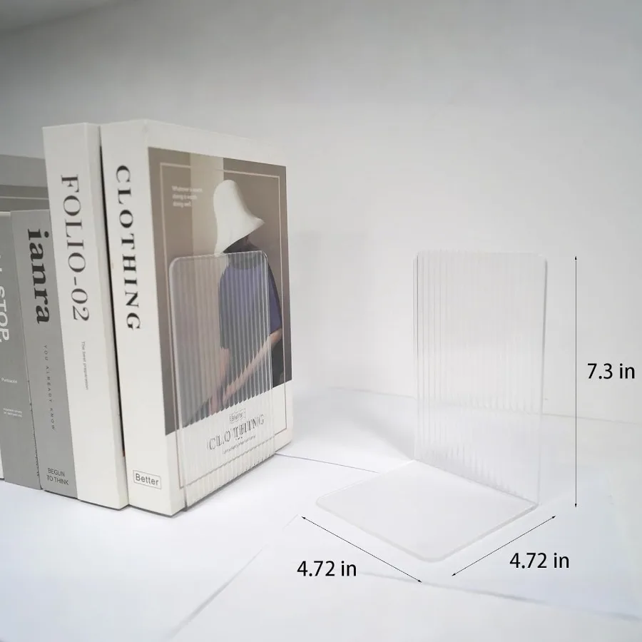 8 قطع من نهايات الكتب الأكريليكية بنمط ممزق فريد وواضح للكتب الثقيلة ومنظم الرف المثالي وحامل ديكور سطح المكتب #3