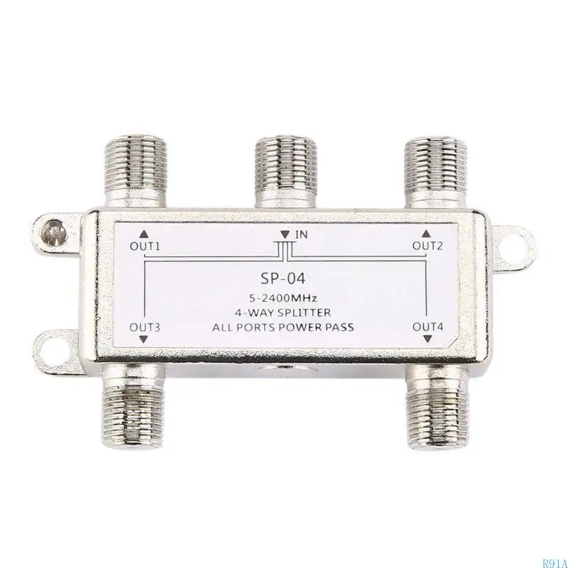

R91A 5-2400MHz 4 Way for HD Digital Coax Cable Splitter 4 Channel Satellite/Antenna T