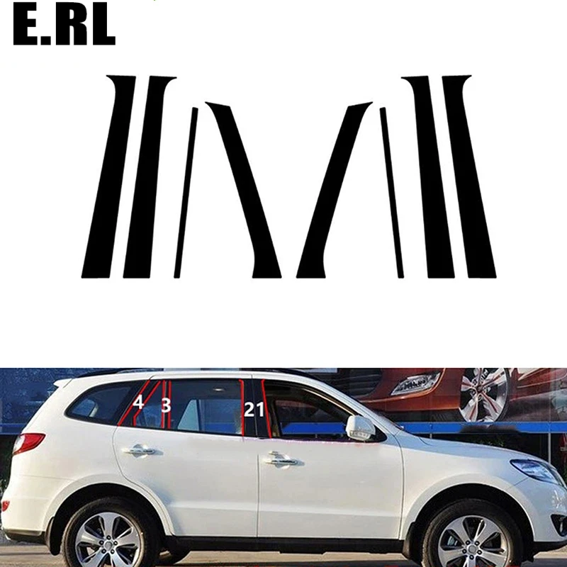 

Gloss Black Pillar Posts Fit For Inokom Santa Fe 2007 2008 2009 2010 2011 2012 Window Door Column B C Sticker Cover Decor 8Pcs