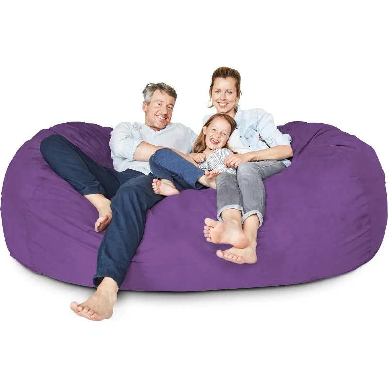 Luxurious Giant 7ft Bean Bag Chair with Microsuede Cover - Ultra Soft, Foam Filling, Washable Jumbo Bean Bag Sofa for Kids