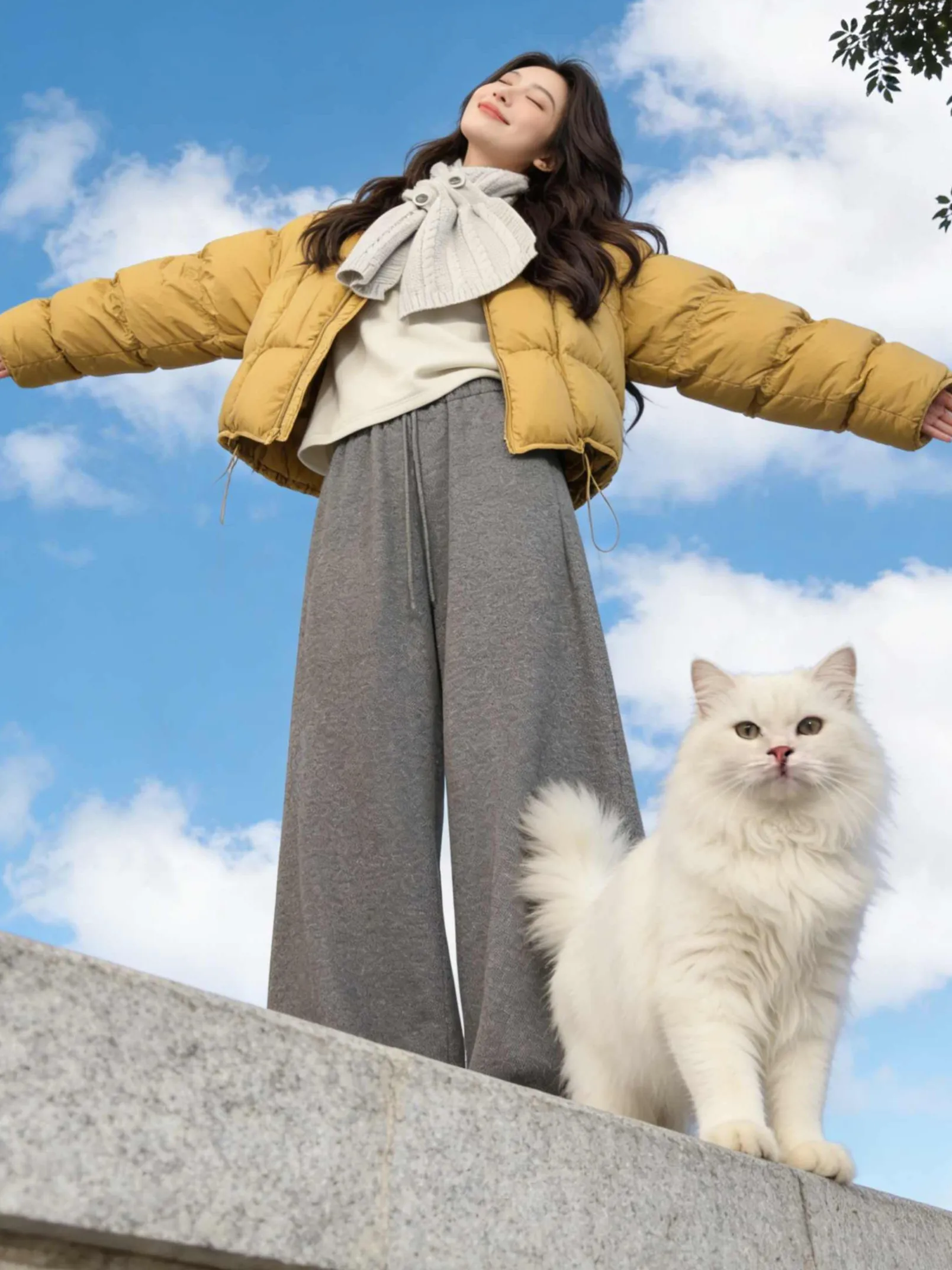 

Модный повседневный желтый пальто-пальто-кейп женский зимний, новинка, высокое качество, с индивидуальным дизайном, в комплекте с шарфом, для повседневной носки, в корейском стиле, свободный крой...