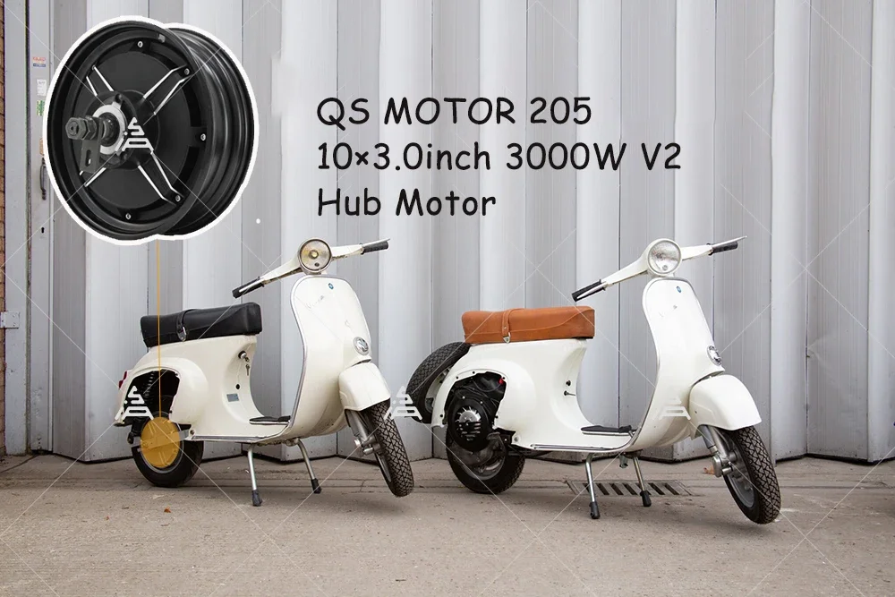 QSMotor 10x3.0inch QS205 3000W V2 60V Brushless Gearless In-Wheel Hub Motor for Electric Motorcycle
