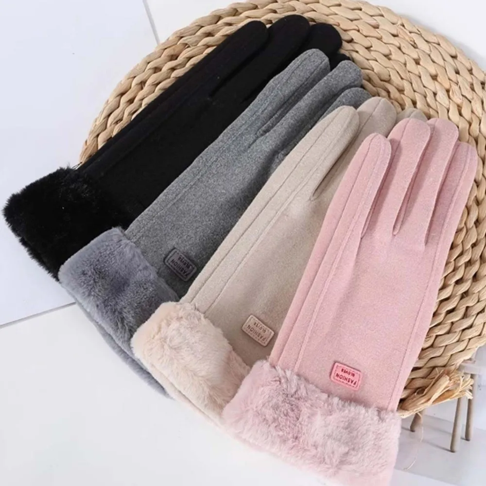 

Перчатки-трансформеры из флиса с двумя откидными пальцами, мягкие, с искусственным кроличьим мехом, женские, утепленные, с защитой от холода, для сенсорных экранов, контрастные, утолщенные
