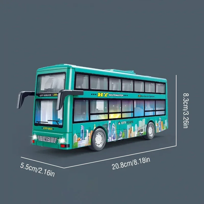 Dwupoziomowy autobus miejski Autobus z napędem ciernym Zabawki Pojazdy Model autobusu ze światłem Muzyka Pojazdy bezwładnościowe dla dzieci Chłopcy Prezenty świąteczne