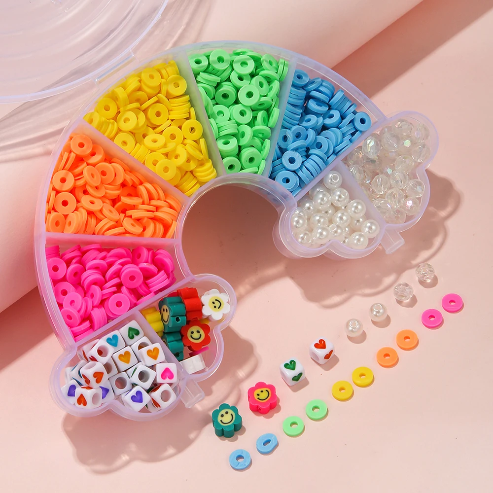 Polymer Clay Beads Rainbow Box for Jewelry Making Accessories DIY Earring Bracelets Necklace Jewelry Kits For Girls Gift