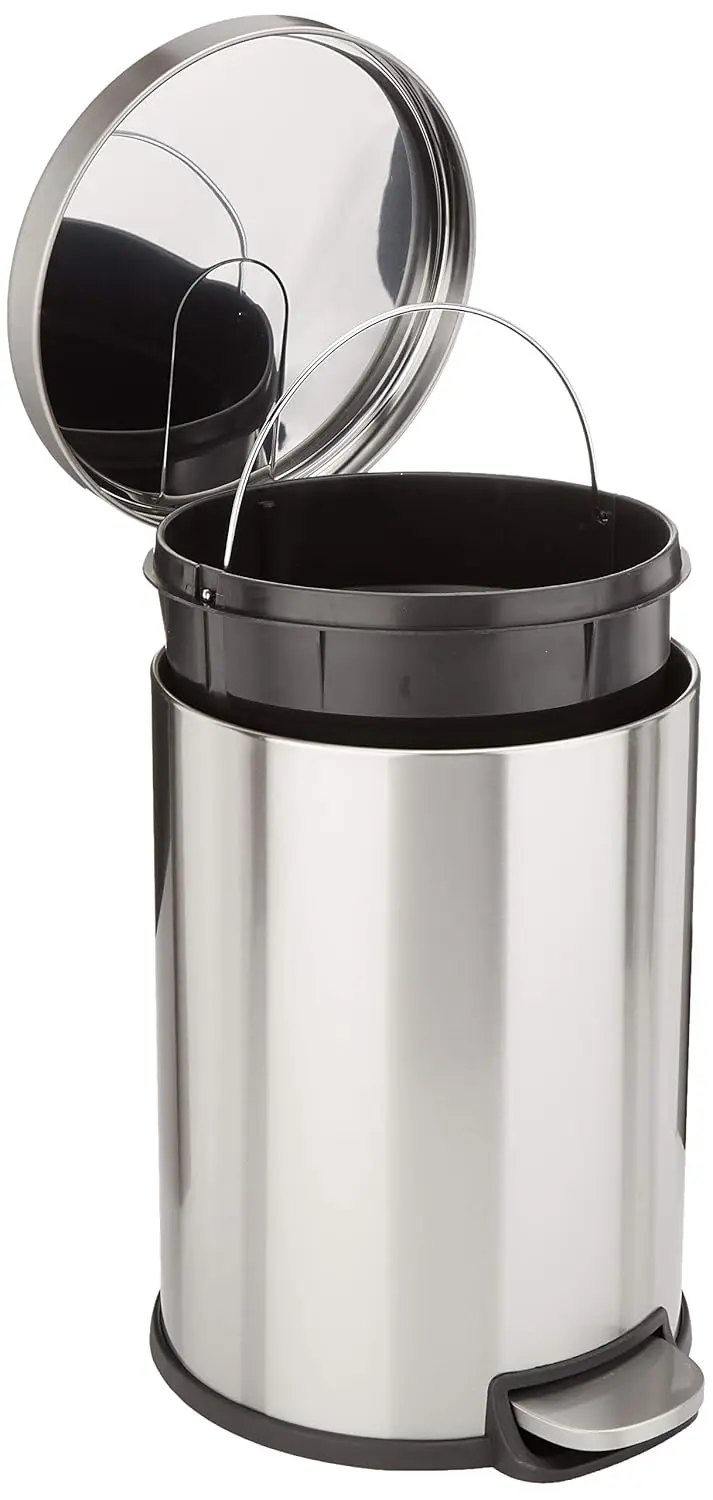 

Round Trash Can Soft-Close Lid Foot Pedal Removable Inner Bucket Smudge Resistant 20L/5.3gal Stainless Steel, Custom