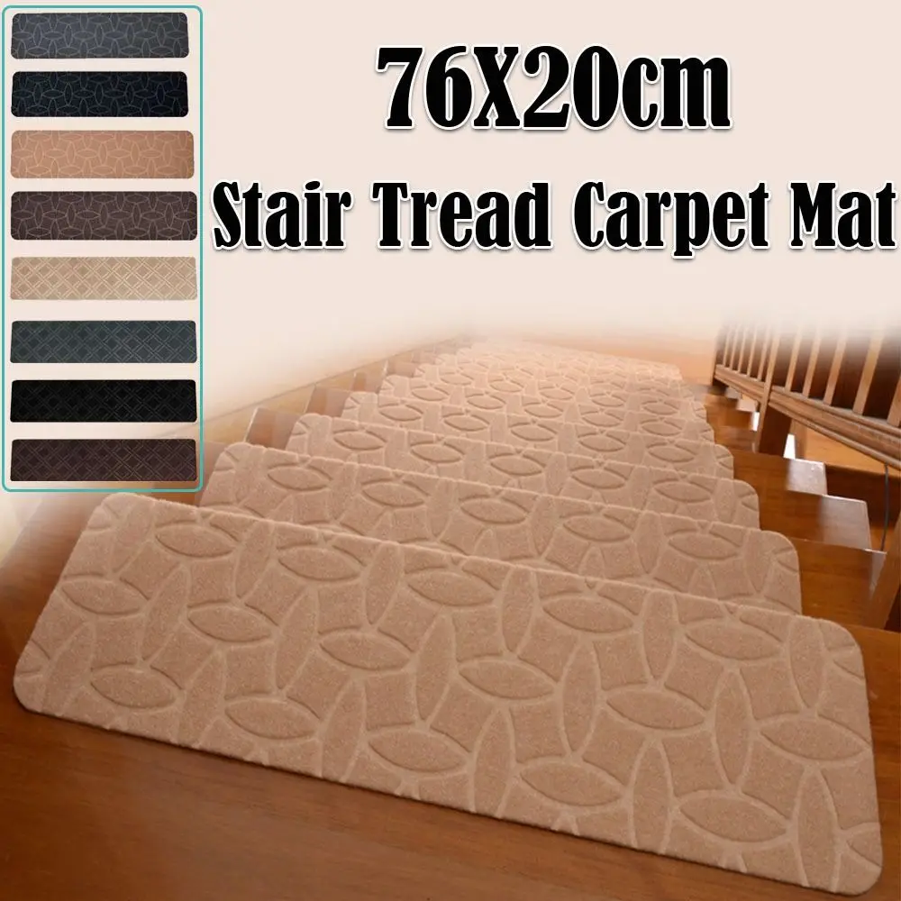 New 76X20cm Staircase Mat Self-adhesive Safety Stair Tread Carpet Mat Non-Slip Soft Stripe Protection Cover Pads Home Decor