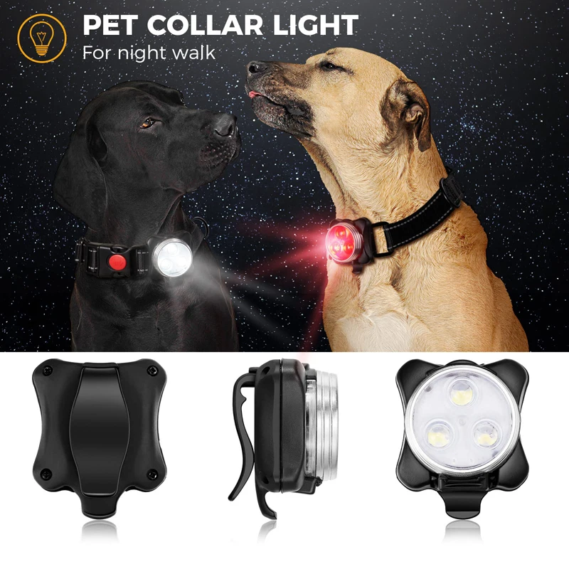 Benepaw LED Dog Collar Light For Night Walking Waterproof Safety Clip-on Pet Light Rechargeable 4 Modes Walking Running Cycling