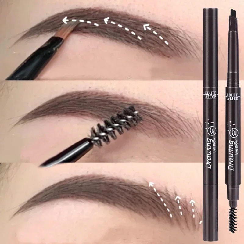 5 Colors Double Head Eyebrow Pencil Long Lasting Waterproof Not Blooming Ultra-thin Eyebrow Pen Black Gray Brown Color Cosmetics