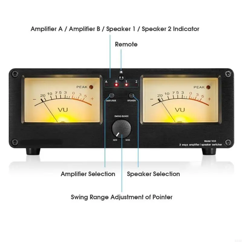 Level Meter Analog Meter 2 In 2 Out Sound Switcher Splitter Remote Controller 896C