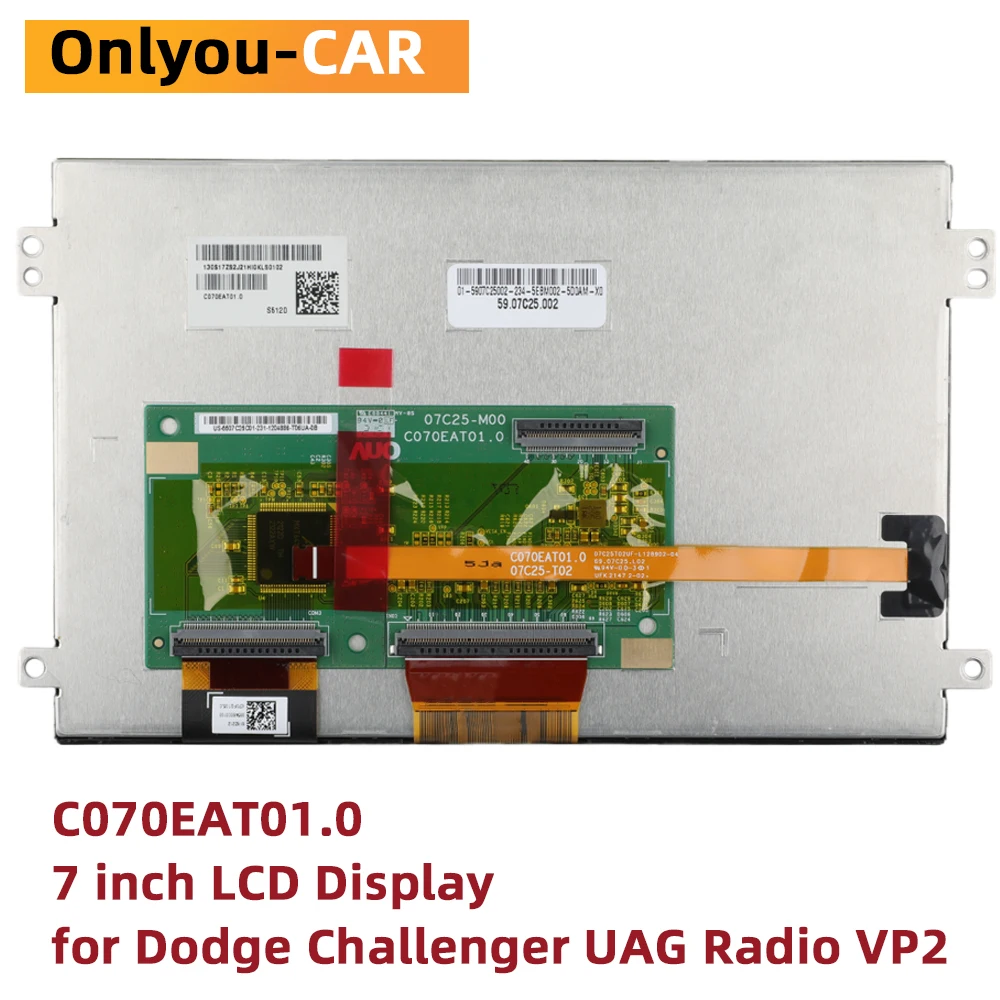 

7 inch C070EAT01.0 LCD Screen for Dodge Challenger Charger Uconnect Radio VP2 2018-2022 for Jeep Gladiator Grand Cherokee L RAM