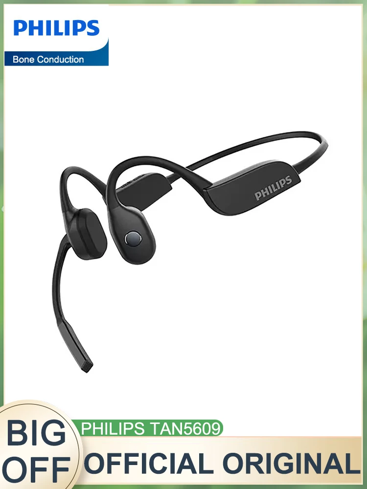 

Philips TAN5609 Bone Conduction Headphone Wireless Bluetooth 5.2 Earphone Call Noise Reduction Outdoor Sports Headset Long Life