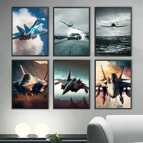 Jet Fighter Canvas Wall Art Modern Military Aviation poster stampe per gli appassionati dell'esercito Home Living Room Decor Cuadros