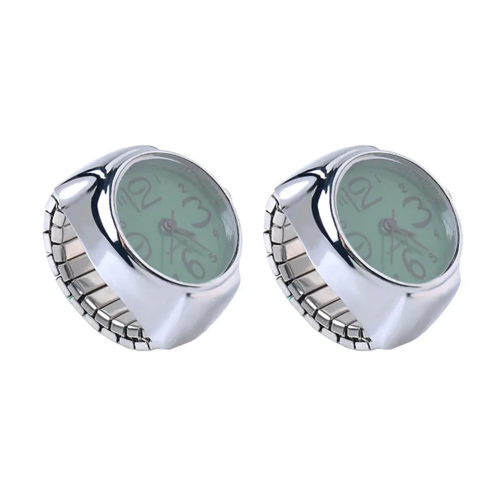 2pcs Ring Watch For Women Mini Quartz Watches Big Numbers Display Time Convenient Wearable Gift For Girls Finger Clock Accessory