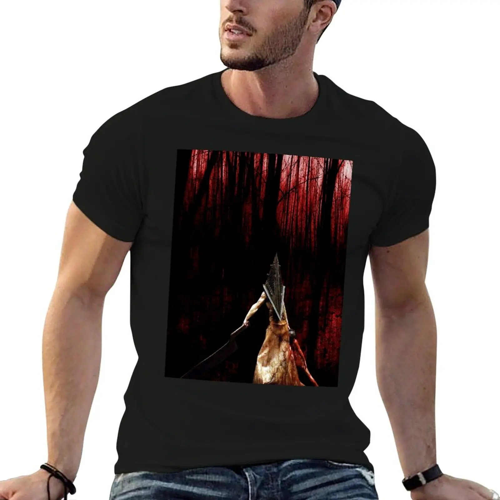 Pyramid Head wish you a happy Halloween T-Shirt Abstract Pattern Print Top