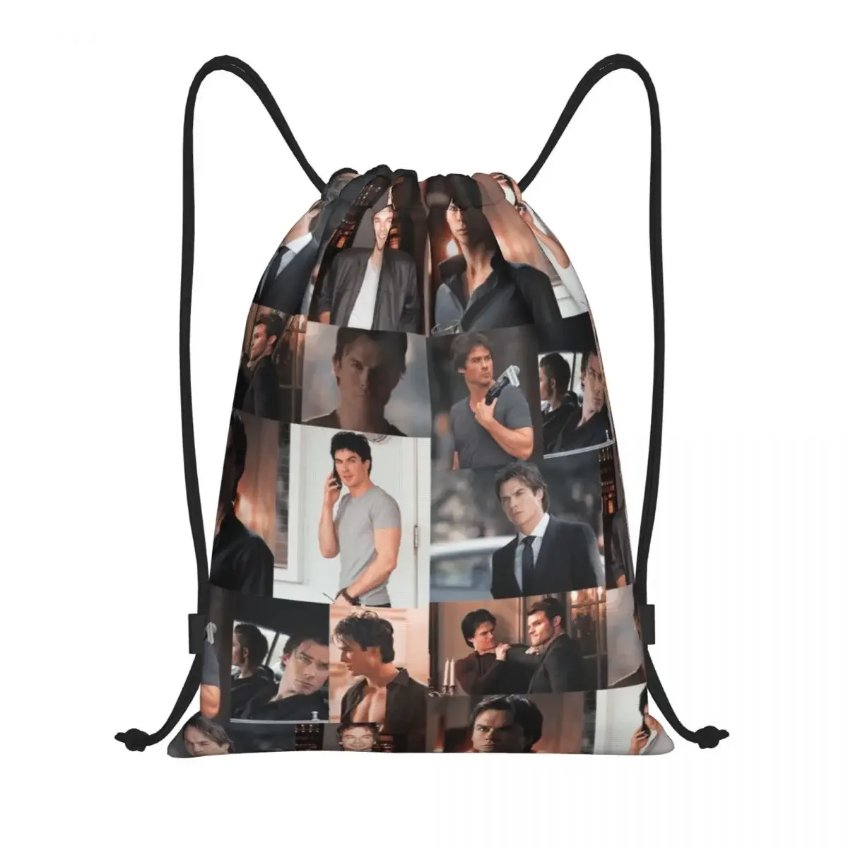 Mochila com cordão para esportes, Damon Salvatore, The Vampire Diaries, TV Show, sacos leves, sacos de ginástica