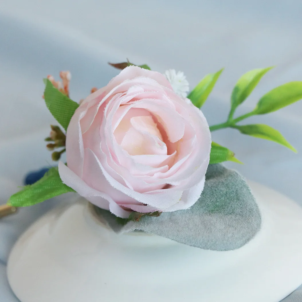 Roze Kunstmatige Bloemen Boutonnieres Pols Corsage Bruidsmeisje Huwelijk Bruiloft Accessoires 2023