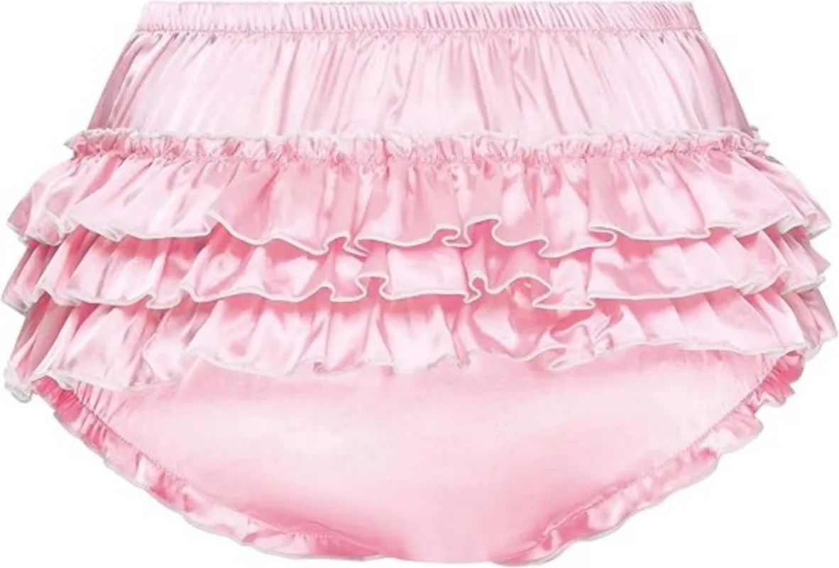 ساتيني مكشكش سيسي الوردي Bowknot خادمة الفرنسية تأثيري الملابس الداخلية مع حواف كشكش، ملابس داخلية من الساتان الحريري، حسب الطلب #5