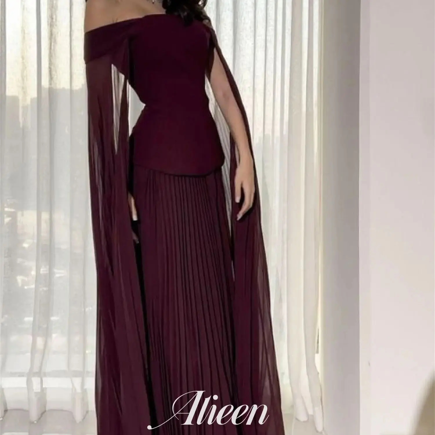 

Aileen Customized Long Elegant Evening Dresses Woman 2024 Wedding Dress Claret Shawl Luxury Evening Dresses High Quality Women