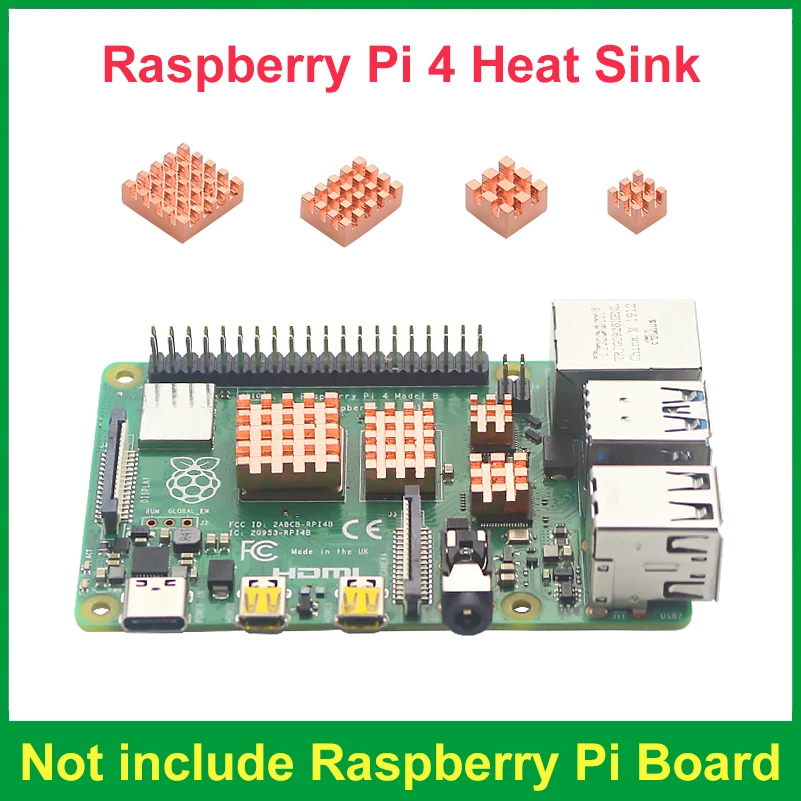 DIXSG Heat Sink for Raspberry Pi 4 Aluminum Copper Heatsink Radiators With Thermal Pad On Back For Raspberry Pi 4 Model B