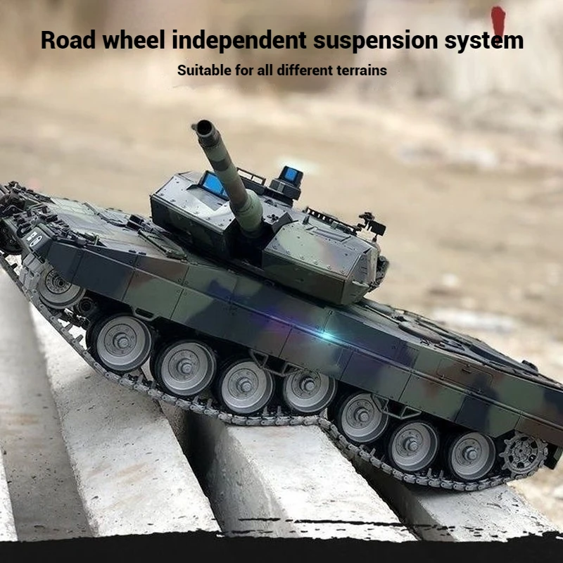 รถถังบังคับวิทยุ Henglong รุ่นใหม่ 3889-1 สเกล 1:16 รถถัง Leopard 2a6 เยอรมัน รุ่น Heavy  แบบจำลอง  ตัวถังโลหะ  พร้อมระบบยิง