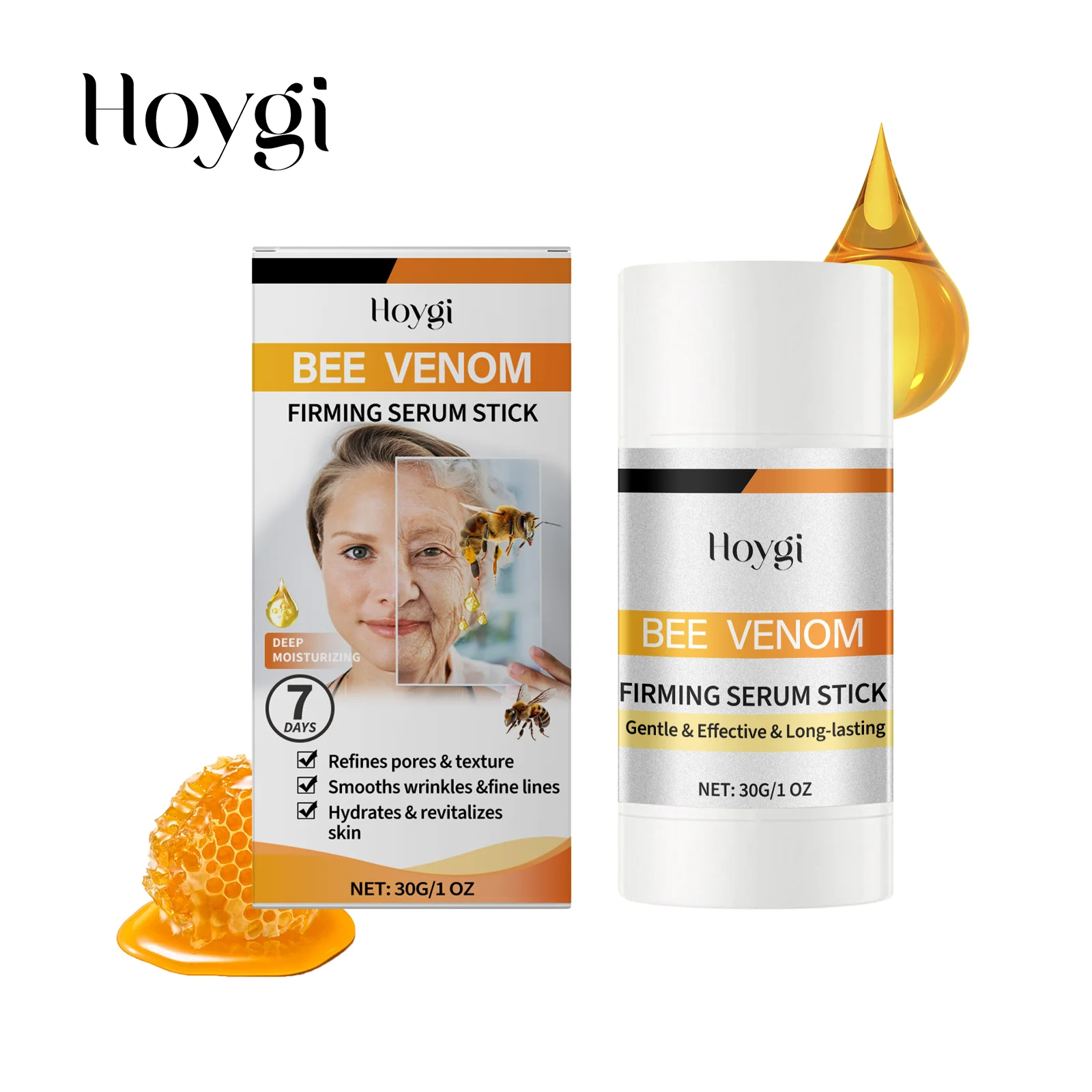 

Bee Venom Firming Serum Stick – Anti-Aging Face Roller for Wrinkles & Pores, Moisturizing Collagen Booster, 30g/1oz