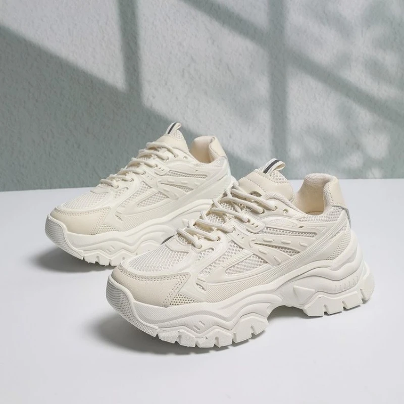 

Thick Sole Fitness Chunky Sneakers Outdoor Sports Women Mesh Shoes Fashion Running Sneakers Plus Size Breathable Trainers New