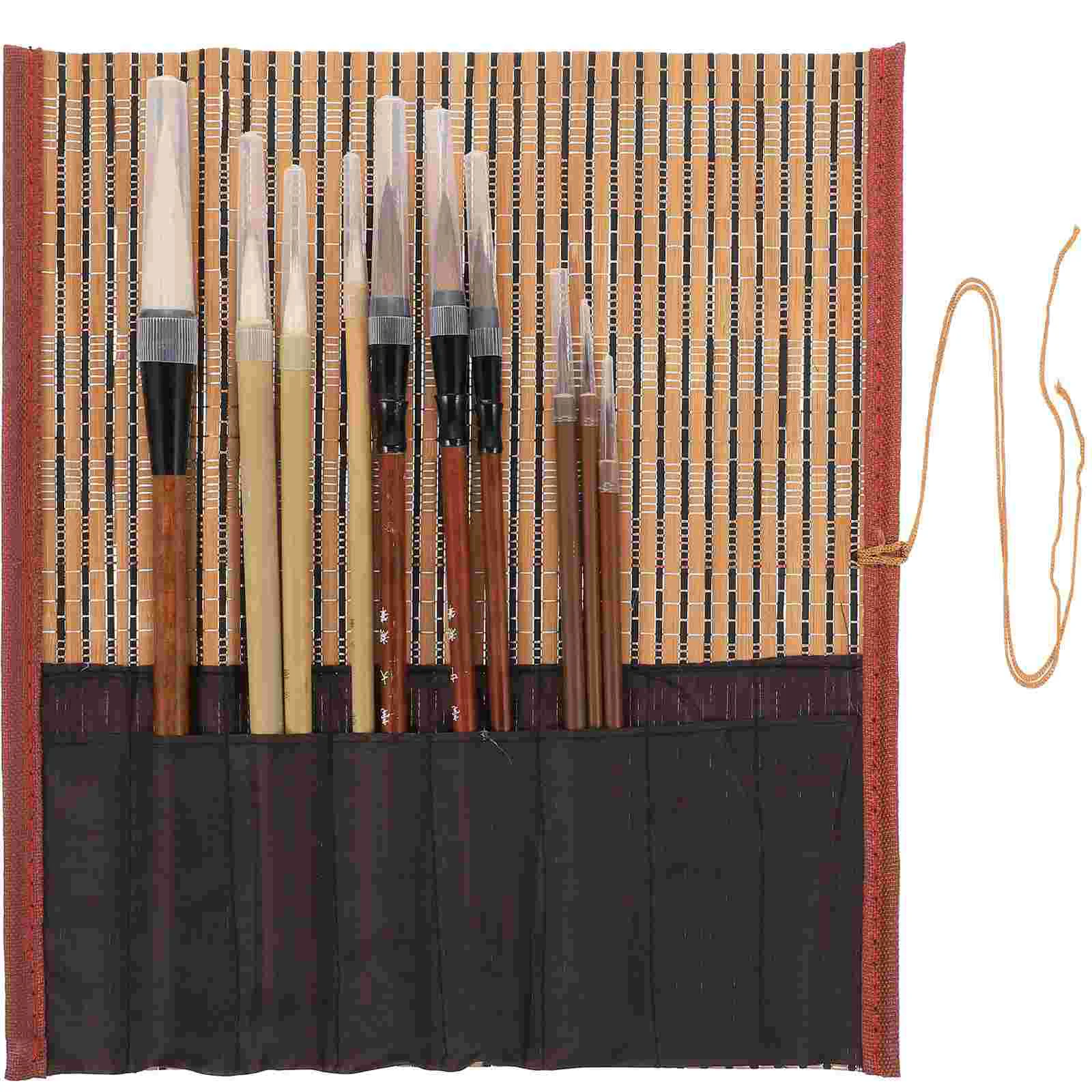 

Chinese Calligraphy Brush Set Watercolor Brushes Sumi Painting Art Supplies Bamboo Brush Holder for Beginners