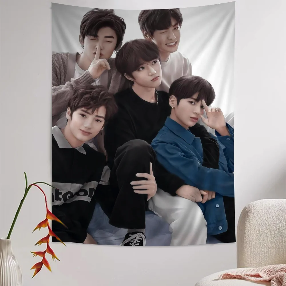 Kpop T-Tomorrow X T-Together TXT Anime Tapestry Hanging Tarot Hippie Rugs Dorm Hanging Sheets Colorful Tapestry Art Decor