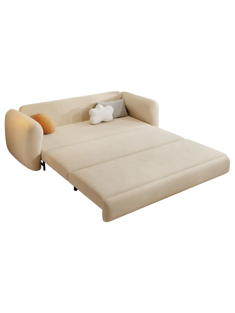 

Cream wind sofa bed modern simple folding dual-purpose small multifunctional living room Nordic double bed