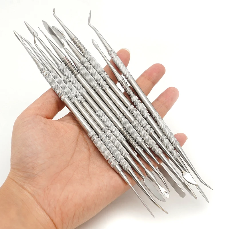 10Pcs Dental Carving Plaster Knife Spatula Stainless Steel Versatile Teeth Wax Carver Sculpture Blade Dentistry Supplies