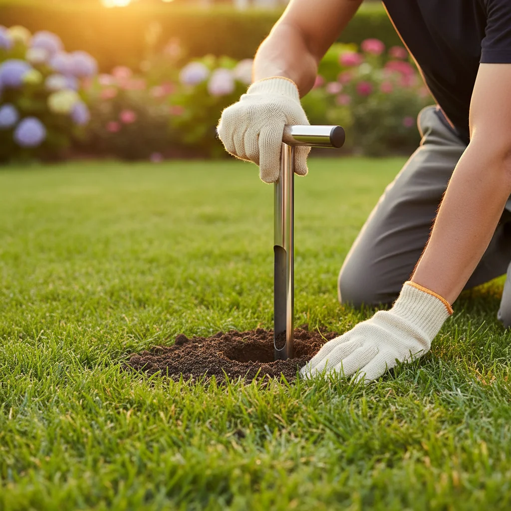 Stainless Steel T Type Soil Sampler Gardening Tool Portable And Durable Design For Lawn Maintenance