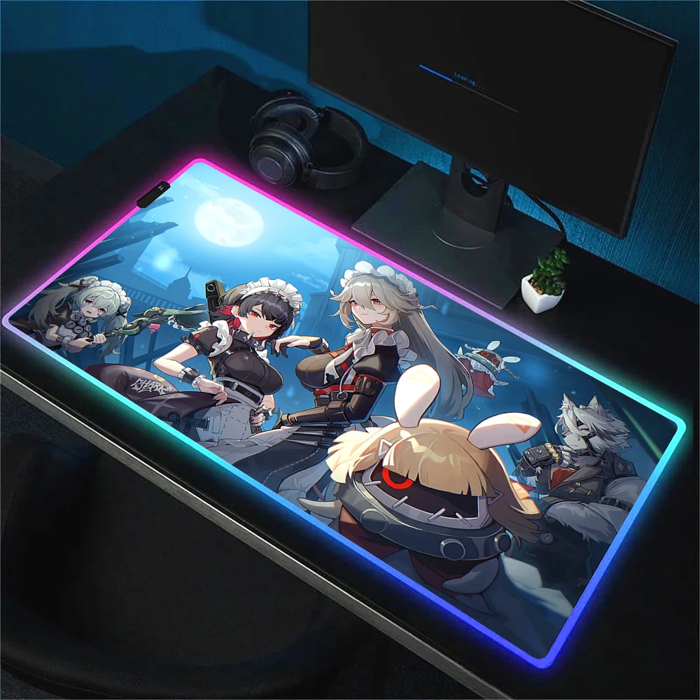 Zenless Zone Zero Ellen Joe High definition HD Printing RGB Mouse Pad Backlight Gaming Mousepad Large Game Accessories Mouse Mat