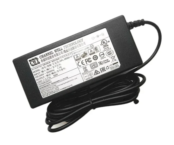 Adaptador de corriente 24V 2.71A, barril 5,5/2,5mm, IEC C14, KPL-065M-VI