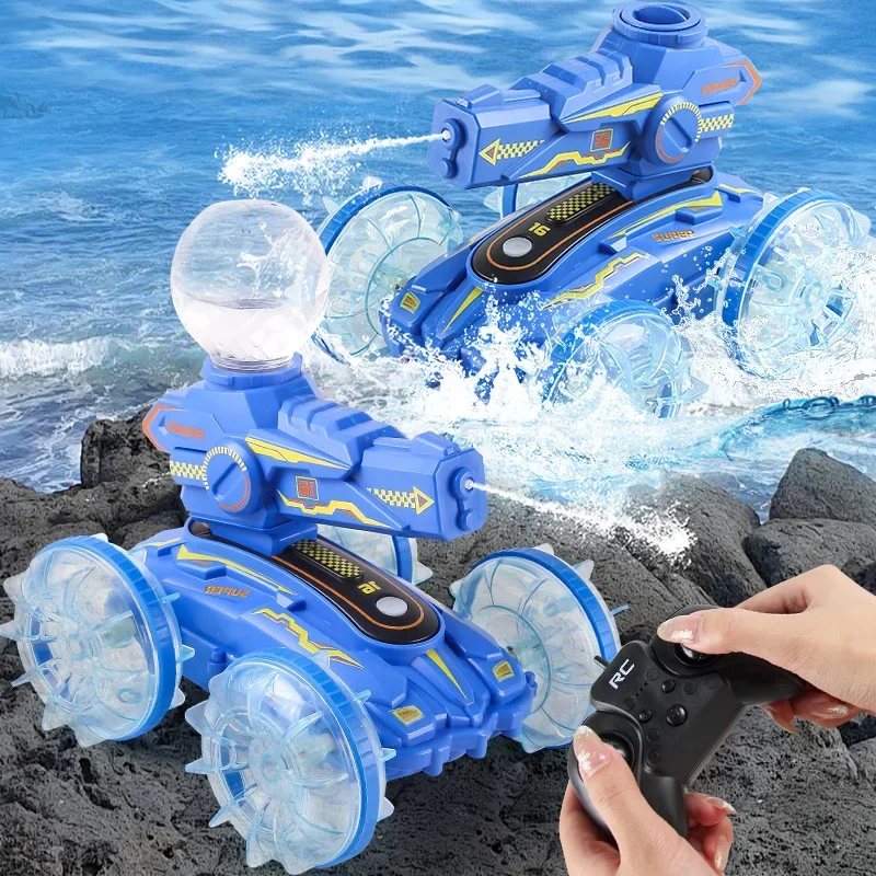 

2.4G RC Car High-pressure Water Gun Remote Control Amphibious Off-road Vehicle Climbing Stunt Car Land Water Toys Gift